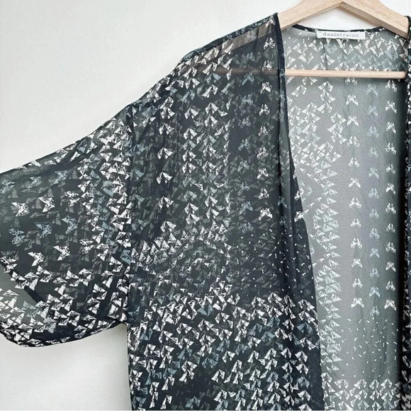 Daniel Rainn Womens One Size Print Over Open Kimono Sheer Fabric - Picture 5 of 12